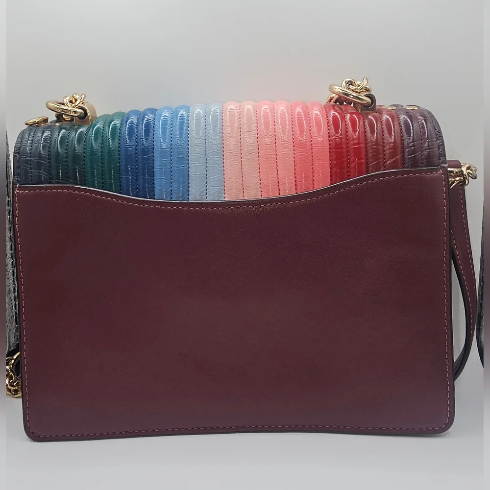 Coach Klaren Crossbody With Rainbow Linear Quilting. - Picture 4 of 16